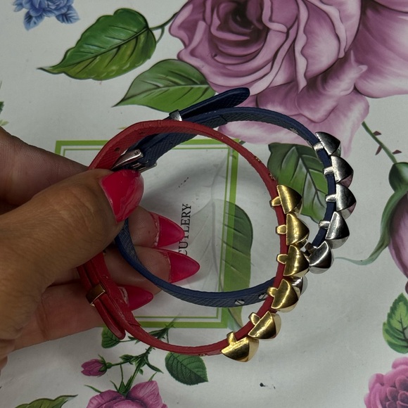 Michael Kors Leather Pyramid Stud B red and blue bundle - Picture 2 of 15